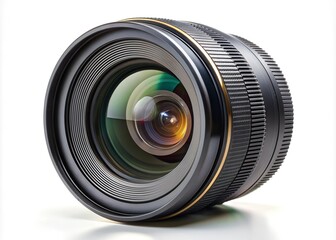 Camera lens isolated on white. Photographer's equipment