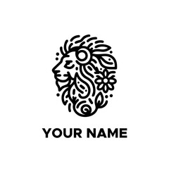 black lion head monoline logo