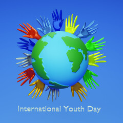 International Youth Day illustration. 3d render.