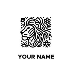 black lion head monoline logo