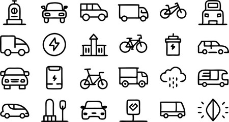 Vehicle Line Editable Icon set