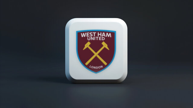 West Ham United 3d icon on a dark background