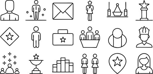 VIP Related Line Editable Icons set. VIP Related icons 