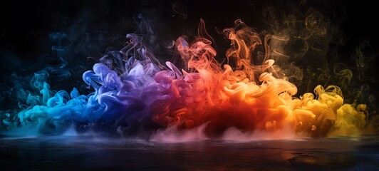 Fototapeta premium Abstract colorful smoke on black background.