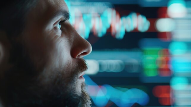 The Future of Investment: Investor Utilizing AI-Powered Software for Precise Stock Market Analysis and Smart Trading Strategies