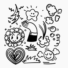 hand drawn doodle random element collection illustration