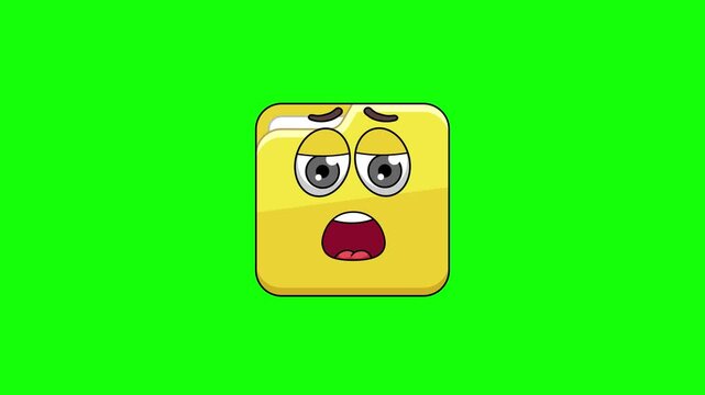 folder cartoon with relief, exhaustion, or a sigh of disappointment face