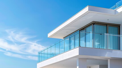 Fototapeta premium Glass railing on modern building balcony