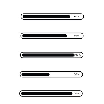 Set loading bar icons. Progress bar loading signs. Download progress icons	
