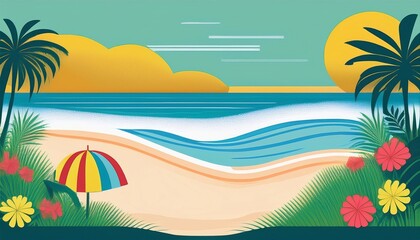 Obraz premium Beaches flat design side view summer theme animation Complementary Color Scheme
