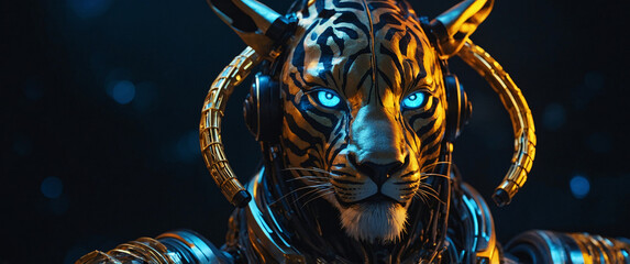 Fototapeta premium Tiger Night Water Sky Tiger Animal Wildlife Nature Predator Striped Dangerous-5