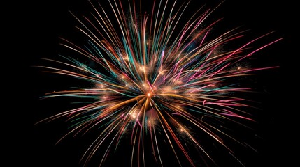 Fototapeta premium A dazzling fireworks display lighting up the night sky in a burst of colors.