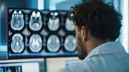 Innovative Healthcare Technologies: Doctor Utilizing AI Software for Precise Medical Image Diagnoses