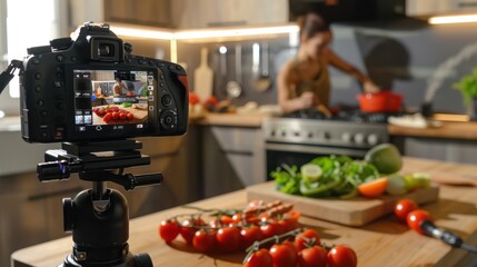 The camera recording cooking