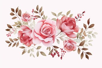 Fototapeta premium Watercolor Bouquet of Pink Roses