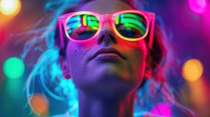 Energetic Festival Vibes: Neon Colored Fashion Amidst Concert Lights