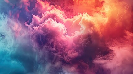 Obraz premium Colorful Abstract Clouds Forming Heart Shapes in the Sky