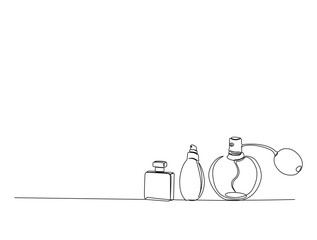 Continuous one line drawing of elegance perfume spray bottle. Vintage perfume spray single line vector illustration.