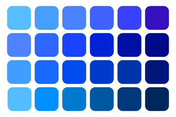 Blue color palette. Various shades. Gradient squares. Vector graphic.