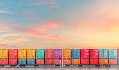 Obraz premium Transport, Transportation, Logistics. container, cargo, heavy trucks, railway, sea transportation