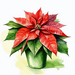 beautiful poinsettia, red flower Christmas star. preparation for winter holidays, New Year. illustration. artificial intelligence generator, AI, neural network image. background for the design.