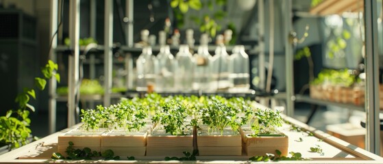 Obraz premium A table full of plants and a few bottles
