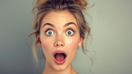 Woman with wide eyes and an open mouth