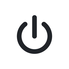 Simple black power button on white background. On/off classic energy switch. Computer icon in flat style