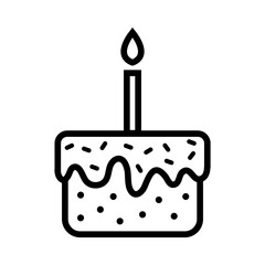 Illustration showing a black birthday cake icon on a white background