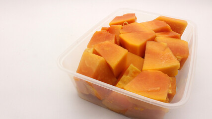 Papaya fruit that is ripe and cut