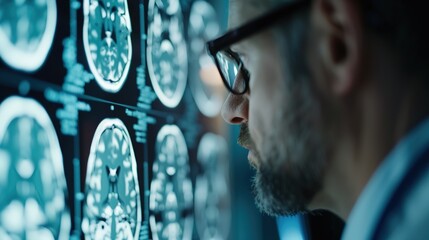 Advanced Radiologist Analyzing X-ray with Digital Interface in Modern Diagnostic Setting