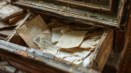 A broken antique that reveals a hidden compartment with old love letters