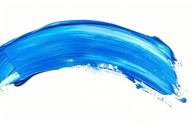 Creativity and Artistic Expression through a Blue Paint Stroke on a White Background 