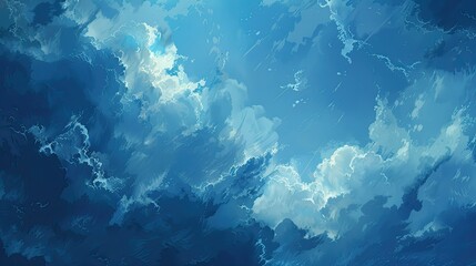 Obraz premium A cloudy blue background with a mix of light and dark clouds, adding depth and contrast to the sky.