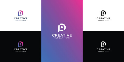 creative letter p and r logo