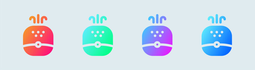 Humidifier solid icon in gradient colors. Vapour signs vector illustration.