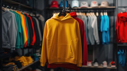 Fototapeta premium Hooded Sweatshirt Showcase in Clothing Store