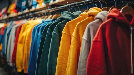 Obraz premium Hooded Sweatshirt Showcase in Clothing Store