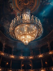 Obraz premium Opulent Chandelier Above Gilded Theater Stage