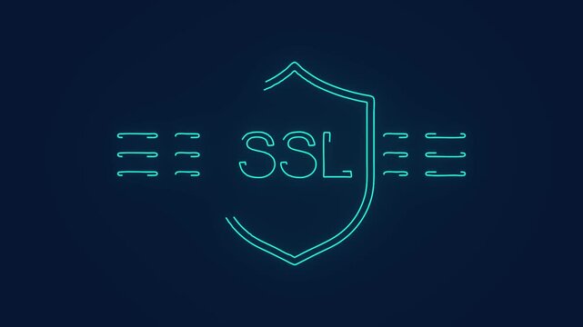 ssl certificate security shield of website animation