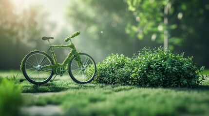 Environmentally Friendly Transportation Concept With Green Bicycles