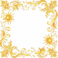 A classic decorative border with corner sun patterns.