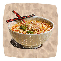 ramen noodles on a white background, isolated