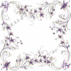 A minimalist decorative border with floral elements in the corners. 