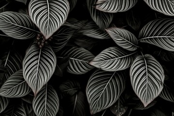 Striped Leaves in Dark Background