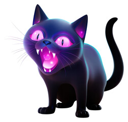 Obraz premium PNG Glowing-eyed black cat illustration