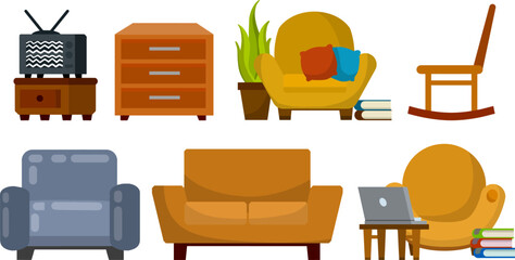 Old TV. Retro appliances with antenna on a small table. Furniture bedside table. An element of the room interior.