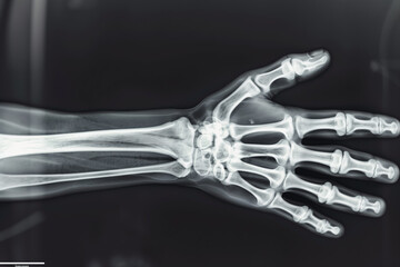 X-ray Image of Human Hand with Detailed Bone Structure