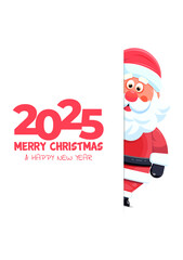 Merry Christmas and Happy New Year banner with Santa Claus on the white background. Vector illustration
