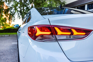 Closeup headlights of new sport car